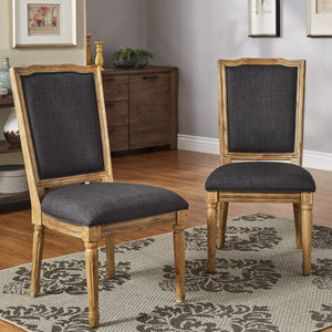 Amadell Carved Rubberwood Ornate Dining Chair with Upholstered Cushioned Seat
