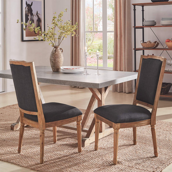 Amadell Carved Rubberwood Ornate Dining Chair with Upholstered Cushioned Seat