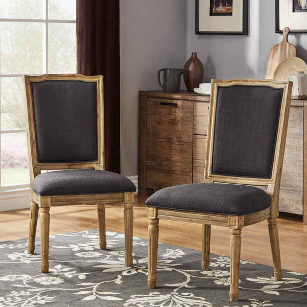 Amadell Carved Rubberwood Ornate Dining Chair with Upholstered Cushioned Seat