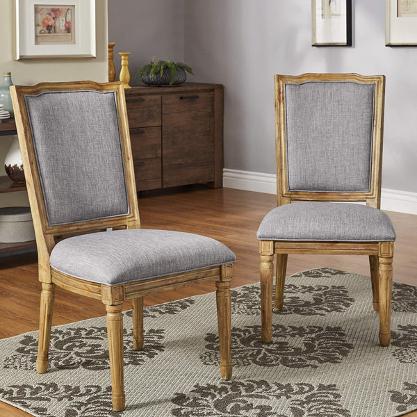 Amadell Carved Rubberwood Ornate Dining Chair with Upholstered Cushioned Seat
