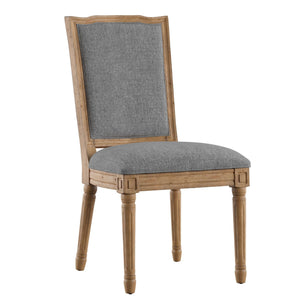Amadell Carved Rubberwood Ornate Dining Chair with Upholstered Cushioned Seat