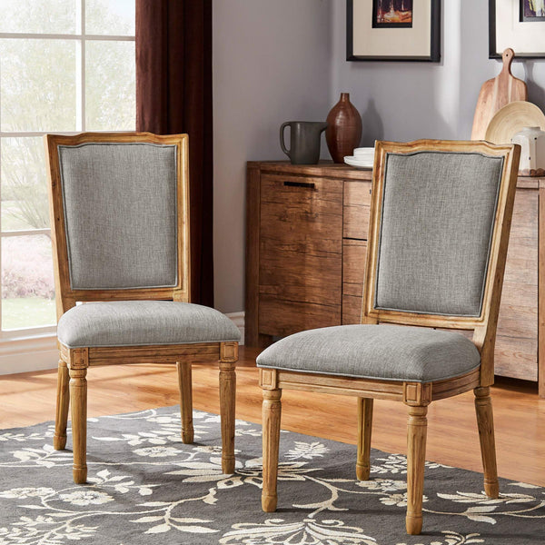 Amadell Carved Rubberwood Ornate Dining Chair with Upholstered Cushioned Seat