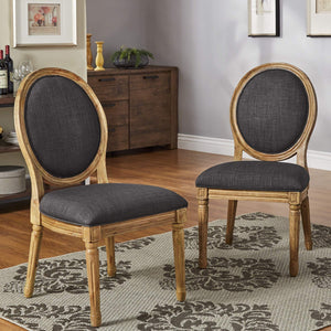 Amadell Round Back Upholstered Rubberwood Dining Chair Set for Farmhouse Interiors
