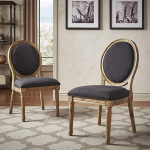 Amadell Round Back Upholstered Rubberwood Dining Chair Set for Farmhouse Interiors