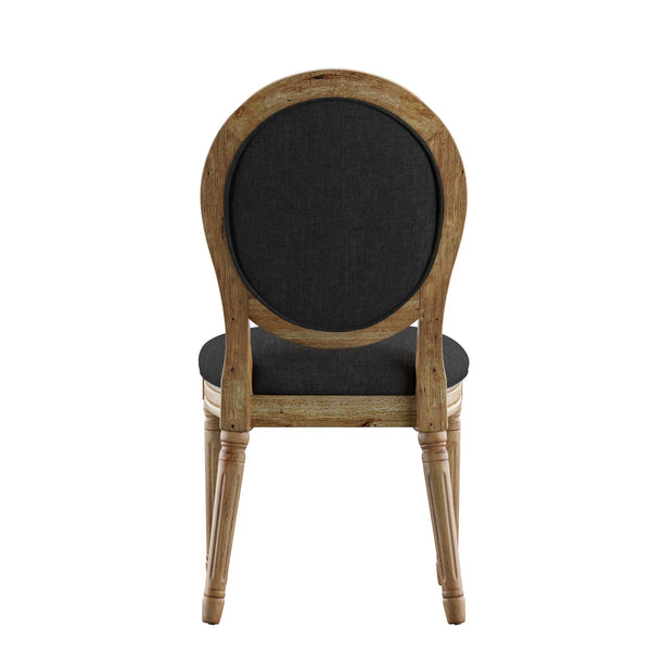 Amadell Round Back Upholstered Rubberwood Dining Chair Set for Farmhouse Interiors