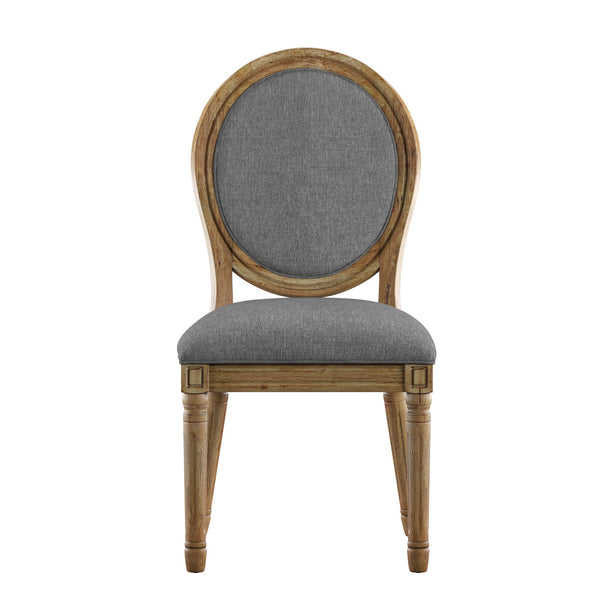 Homelegance Amadell Round Back Upholstered Rubberwood Dining Chair Set for Farmhouse Interiors Grey E627C4-GL
