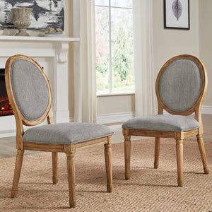 Amadell Round Back Upholstered Rubberwood Dining Chair Set for Farmhouse Interiors