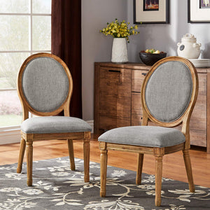 Amadell Round Back Upholstered Rubberwood Dining Chair Set for Farmhouse Interiors