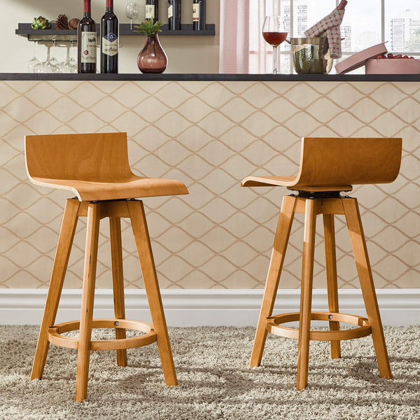 Pomona Swivel Counter Stools Set of Two with Ring Footrest and Rubberwood Frame