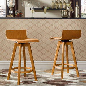 Pomona Swivel Counter Stools Set of Two with Ring Footrest and Rubberwood Frame