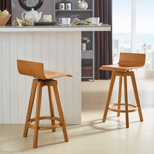 Pomona Swivel Counter Stools Set of Two with Ring Footrest and Rubberwood Frame