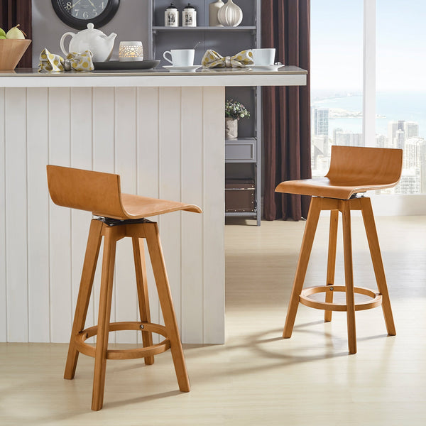 Pomona Swivel Counter Stools Set of Two with Ring Footrest and Rubberwood Frame