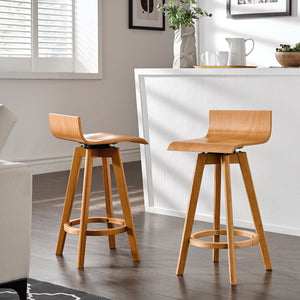 Pomona Swivel Counter Stools Set of Two with Ring Footrest and Rubberwood Frame