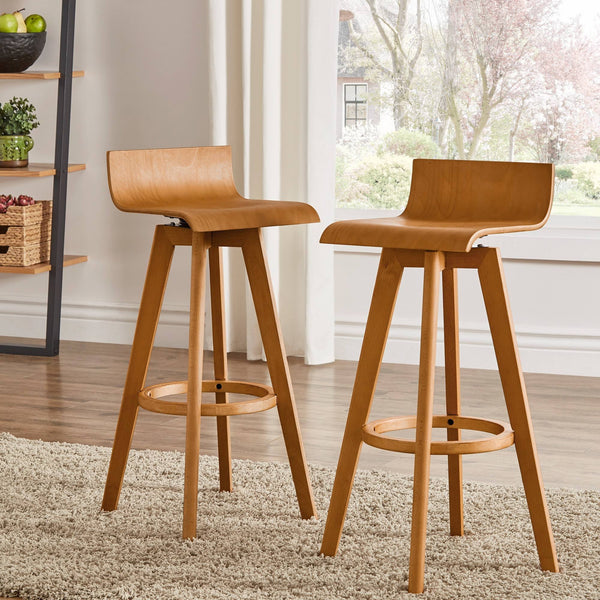 Pomona Rubberwood Swivel Barstool Set for Modern Kitchen and Dining Room Seating