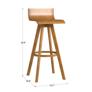 Pomona Rubberwood Swivel Barstool Set for Modern Kitchen and Dining Room Seating