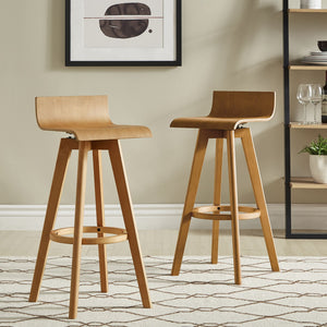 Pomona Rubberwood Swivel Barstool Set for Modern Kitchen and Dining Room Seating