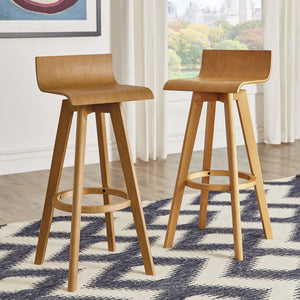 Pomona Rubberwood Swivel Barstool Set for Modern Kitchen and Dining Room Seating