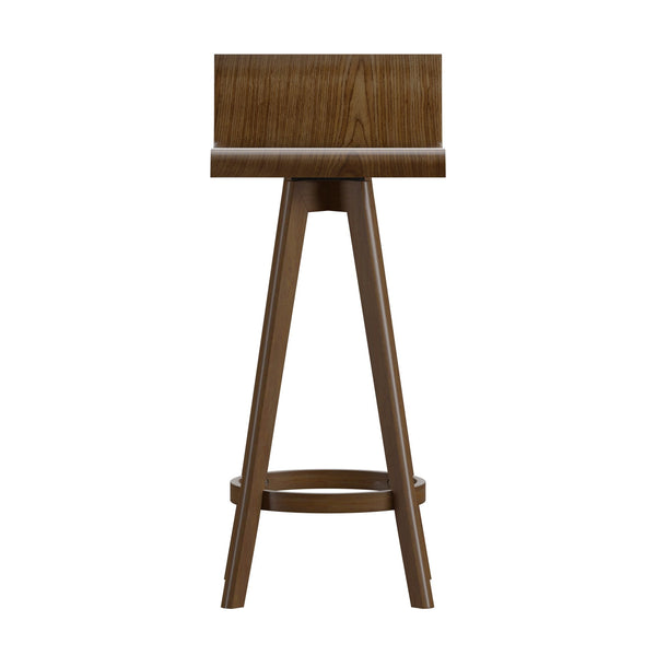 Homelegance Pomona Swivel Counter Stools Set of Two with Ring Footrest and Rubberwood Frame Walnut E688WN-24