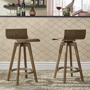 Pomona Swivel Counter Stools Set of Two with Ring Footrest and Rubberwood Frame