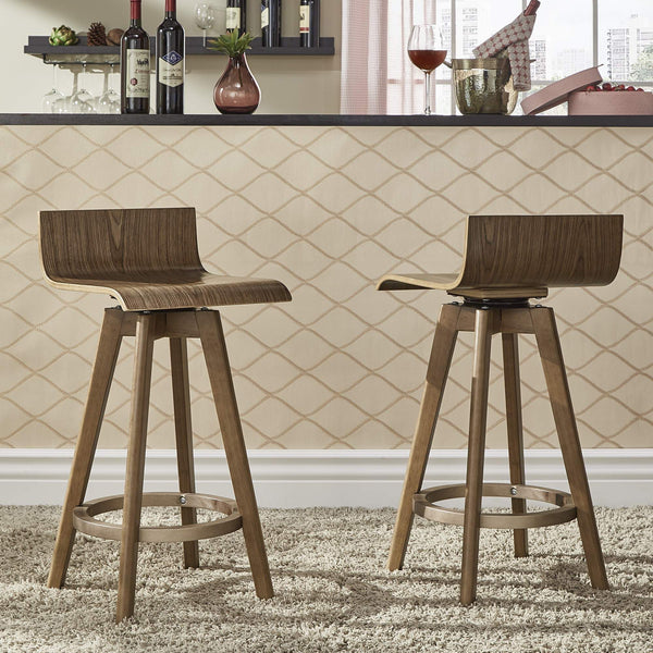 Pomona Swivel Counter Stools Set of Two with Ring Footrest and Rubberwood Frame