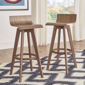 Pomona Rubberwood Swivel Barstool Set for Modern Kitchen and Dining Room Seating