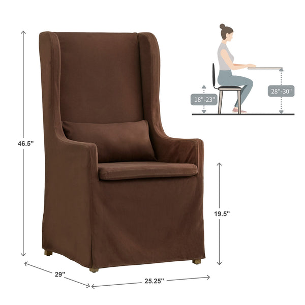 Barelli Wingback Accent Dining Chair with Hardwood Frame and Upholstered Seat