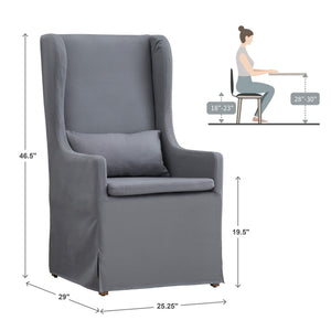 Barelli Wingback Accent Dining Chair with Hardwood Frame and Upholstered Seat