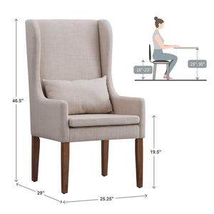 Barelli Wingback Accent Dining Chair with Hardwood Frame and Upholstered Seat