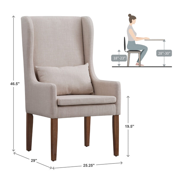 Barelli Wingback Accent Dining Chair with Hardwood Frame and Upholstered Seat