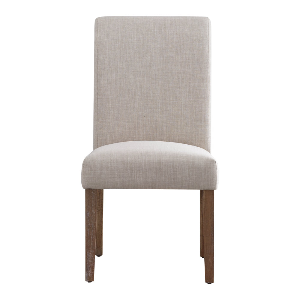 Homelegance Barelli Linen Upholstered Roll Back Dining Chair with Distressed Wood Legs E703C2(3A)