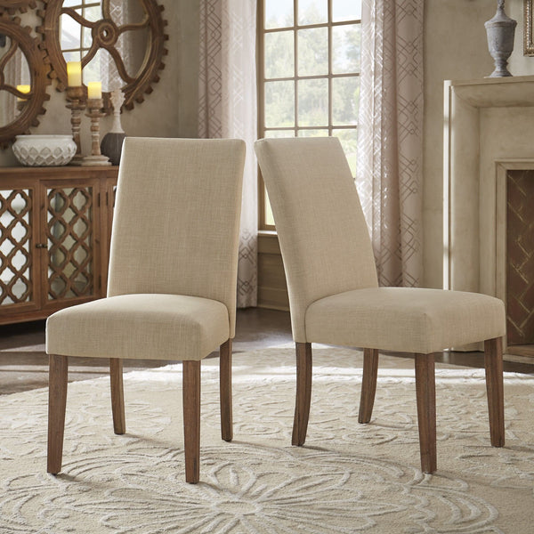 Barelli Linen Upholstered Dining Chair Set Farmhouse Hardwood Frame Pair