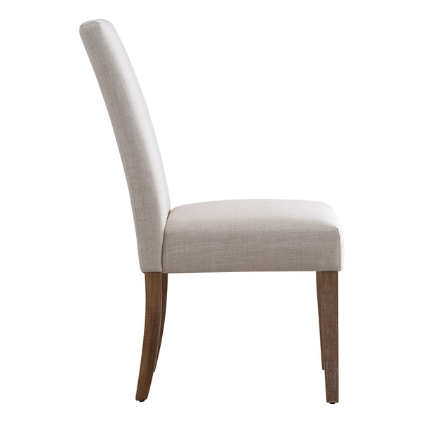 Barelli Linen Upholstered Dining Chair Set Farmhouse Hardwood Frame Pair