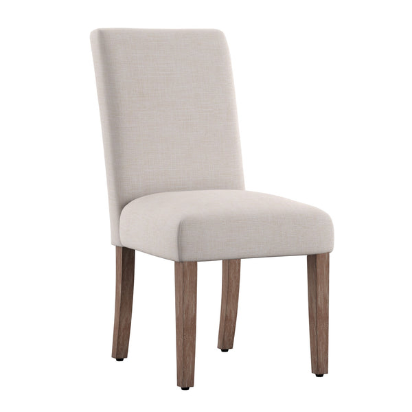 Barelli Linen Upholstered Dining Chair Set Farmhouse Hardwood Frame Pair
