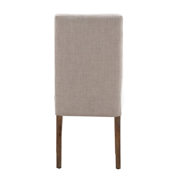 Barelli Linen Upholstered Dining Chair Set Farmhouse Hardwood Frame Pair