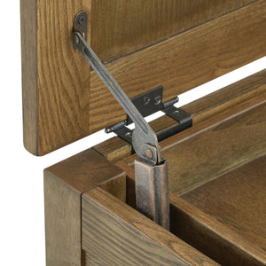 Wynn Trunk Style Oak End Table with Hidden Storage and Serving Tray