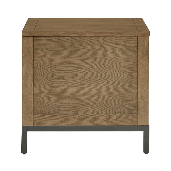 Wynn Trunk Style Oak End Table with Hidden Storage and Serving Tray