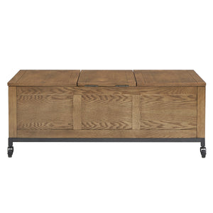 Homelegance Wynn Oak Tone Rectangular Trunk Coffee Table with Storage and Casters E773-30RT(N1)