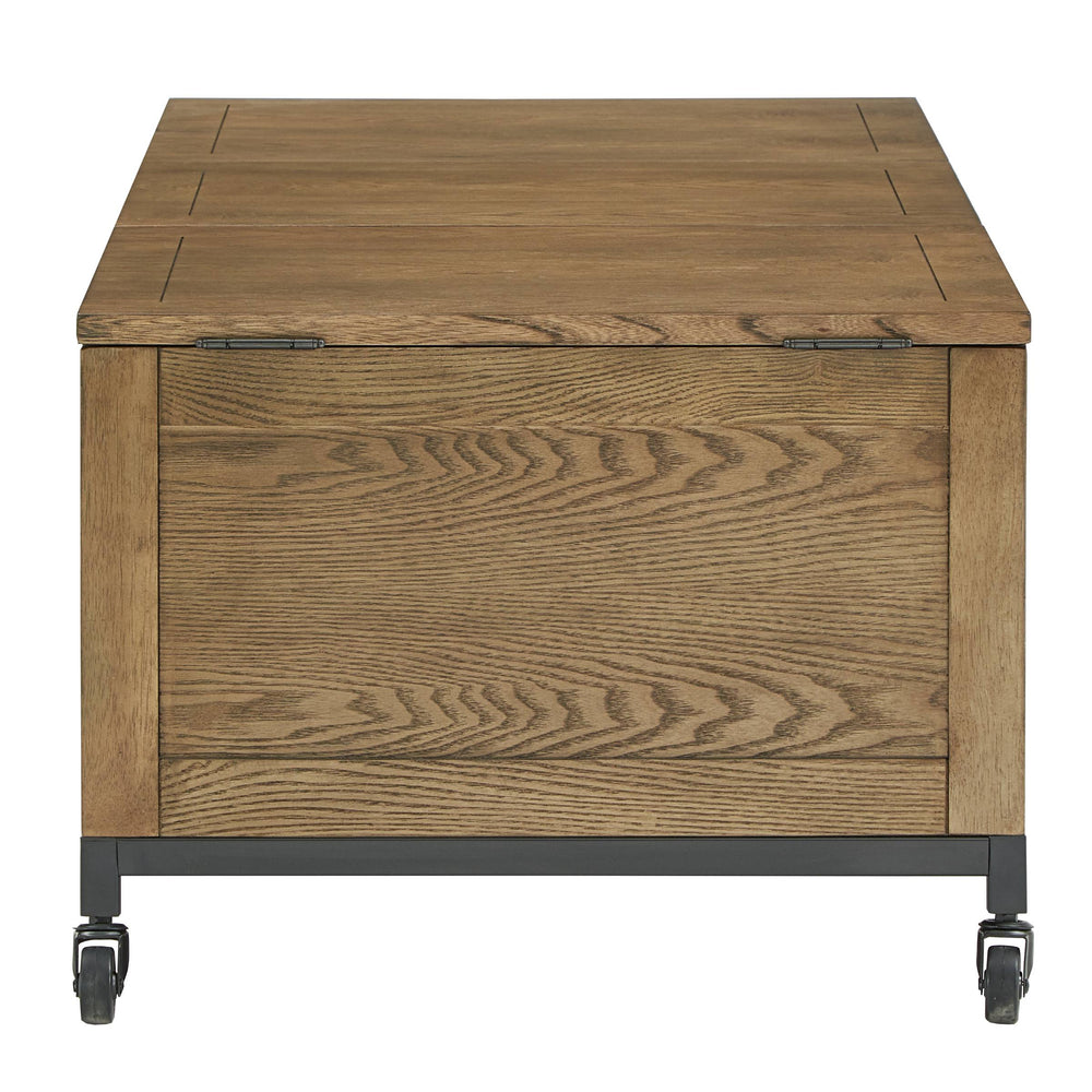 Homelegance Wynn Oak Tone Rectangular Trunk Coffee Table with Storage and Casters E773-30RT(N1)