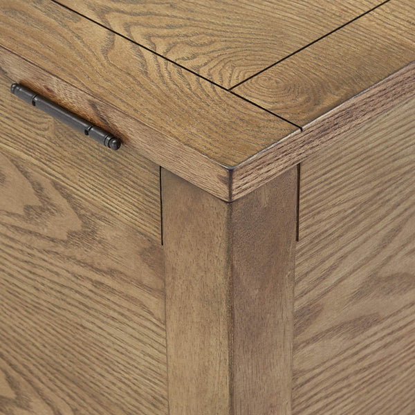 Wynn Oak Tone Rectangular Trunk Coffee Table with Storage and Casters