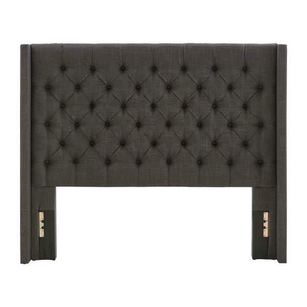 Wingback Button Tufted Upholstered Headboard Elegant Linen Look Bedroom Accent