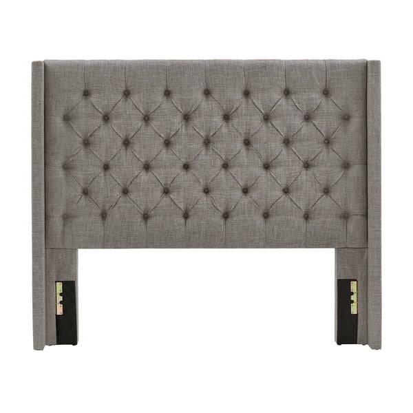 Wingback Button Tufted Upholstered Headboard Elegant Linen Look Bedroom Accent