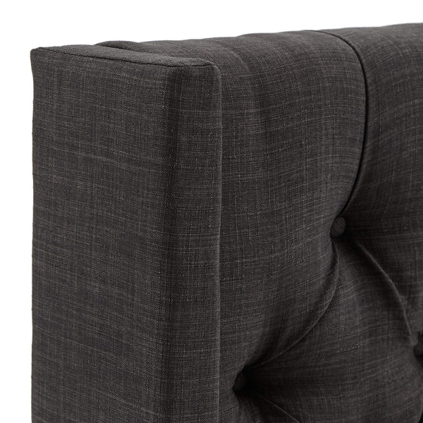 Wingback Button Tufted Upholstered Headboard Elegant Linen Look Bedroom Accent