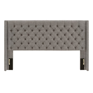 Wingback Button Tufted Upholstered Headboard Elegant Linen Look Bedroom Accent