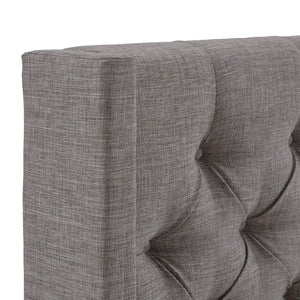 Wingback Button Tufted Upholstered Headboard Elegant Linen Look Bedroom Accent