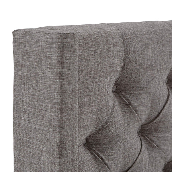 Wingback Button Tufted Upholstered Headboard Elegant Linen Look Bedroom Accent