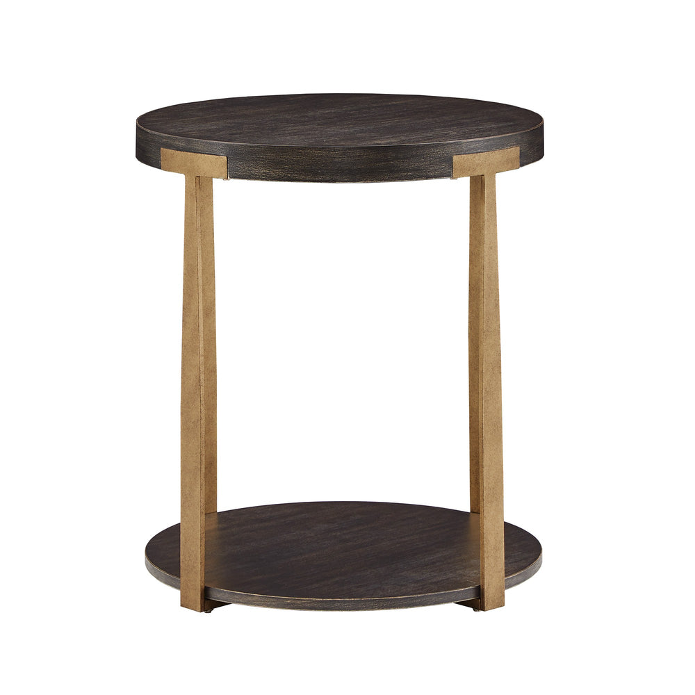 Homelegance Round Birch Veneer End Table with Iron Legs and Lower Shelf Storage E799ES-04