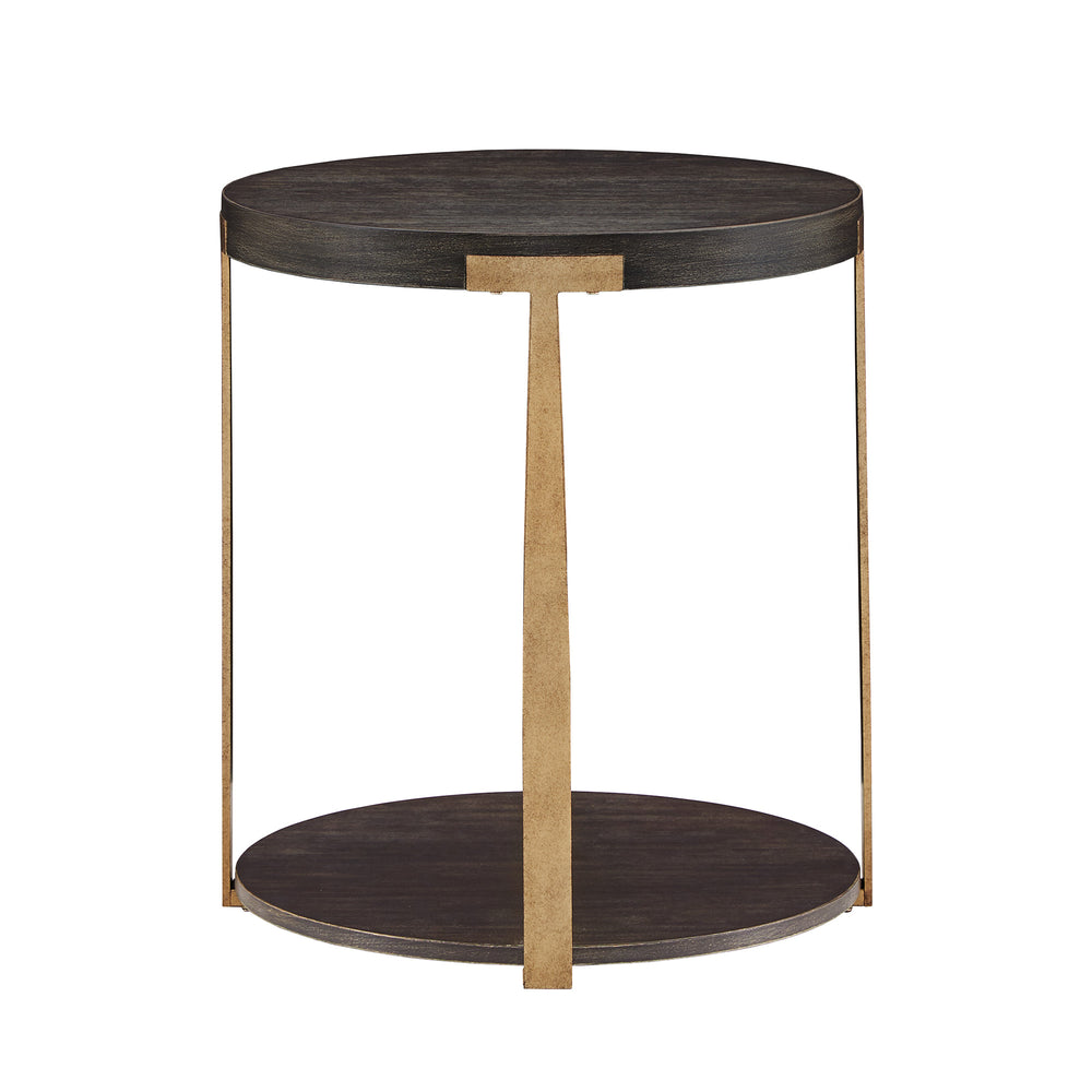 Homelegance Round Birch Veneer End Table with Iron Legs and Lower Shelf Storage E799ES-04