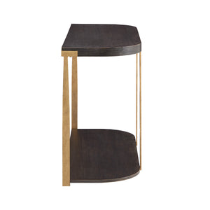Ario Espresso Iron Frame Console Table with Birch Veneer Shelf for Entryway