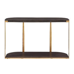 Ario Espresso Iron Frame Console Table with Birch Veneer Shelf for Entryway