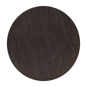 Round Espresso Veneer Coffee Table with Iron Frame and Caster Wheels